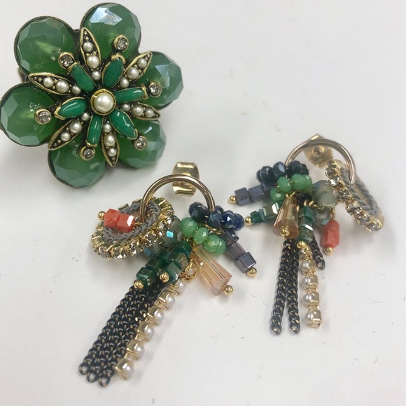 Petite Designer Semi, Crystal & Beaded Earring,NWT-Boutique - Picture 1 of 5